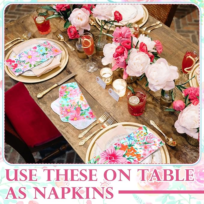 36 Count Reusable Cleaning Cloths Washable Cotton Kitchen Towels for Home(Bright Flowers,Nitid Color)