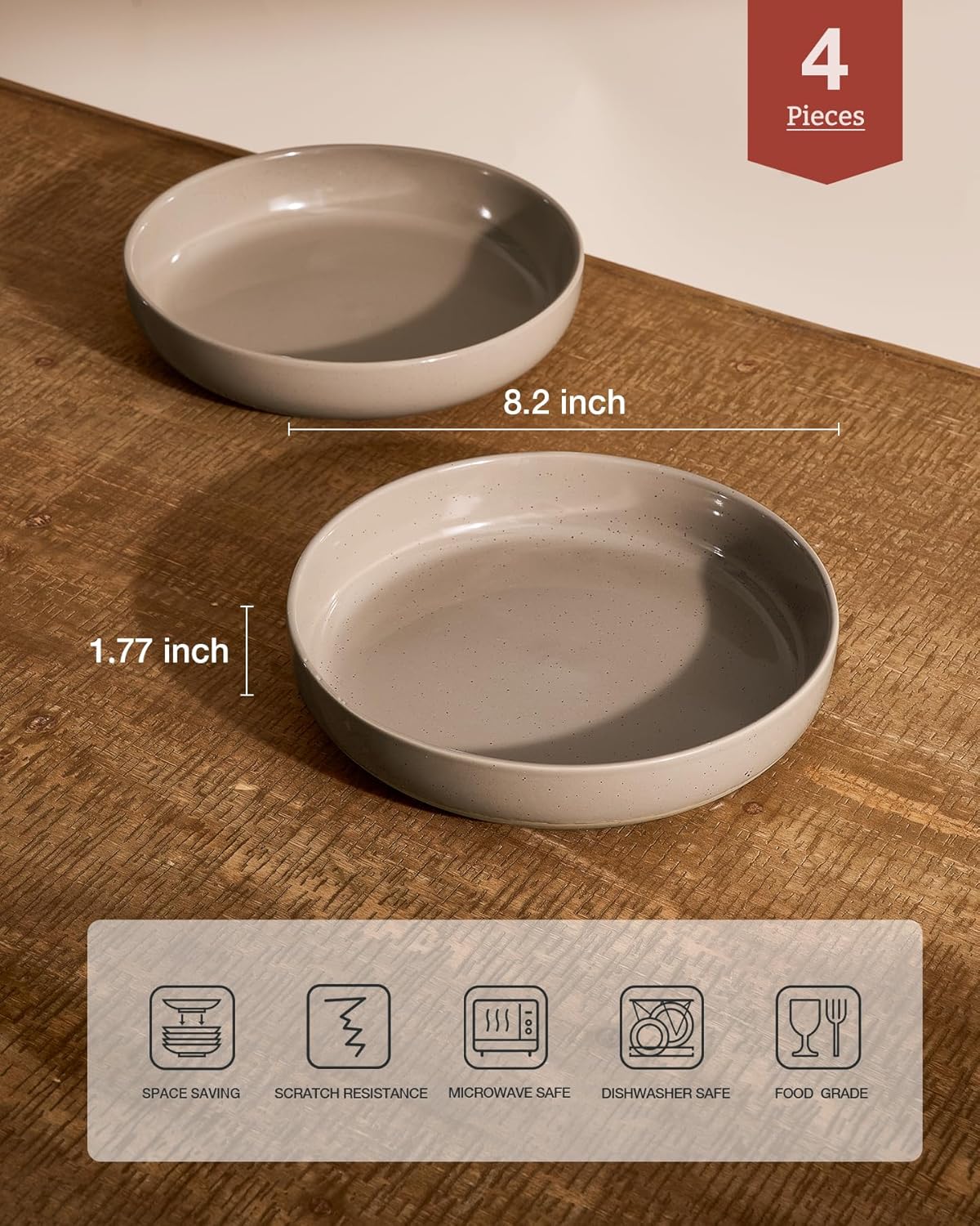 famiware Milkyway 33 oz Bowl Set, Pasta Bowls Set of 4, Salad Bowls Perfect for Your Friend for Housewarming, Thanksgiving, Christmas, Cinnamon Brown
