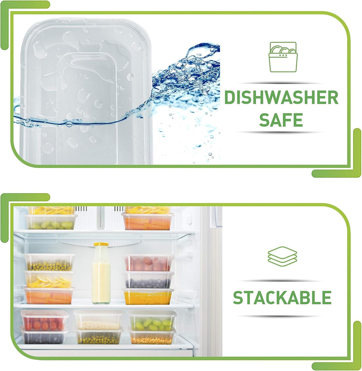 PrepNaturals 50 Pack Meal Prep Containers - 50 Pack of 25 Oz 100% BPA-free Plastic Food Storage Containers with Lids - Reusable Plastic Containers with Lids - Dishwasher Safe Lunch Containers