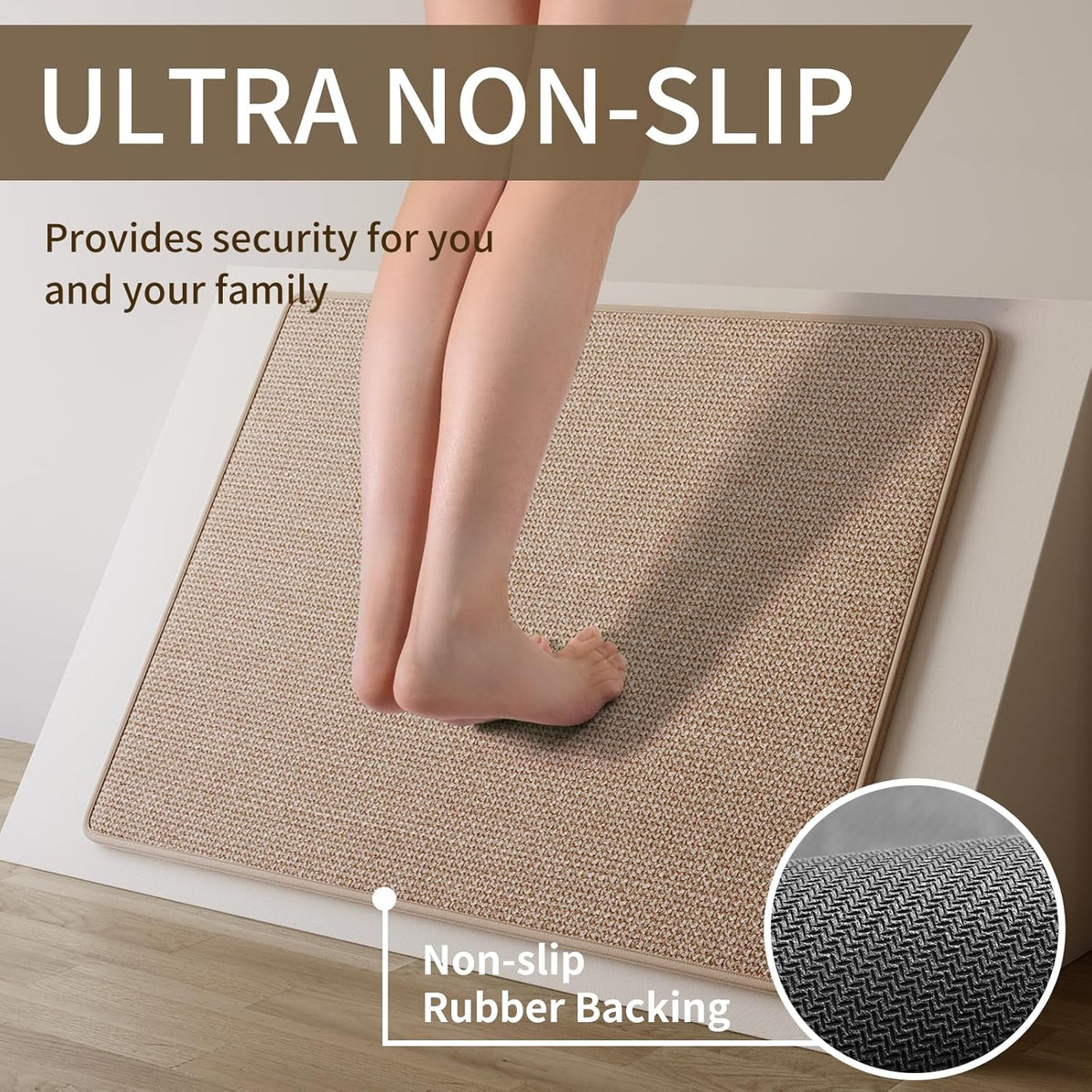 Kitchen Rugs and Mats Non Slip Washable, Absorbent Runner Rugs for Kitchen, Front of Sink, Kitchen Mats for Floor，Easy to Clean and Maintain Kitchen Floor mat(Brown, 17"x30")
