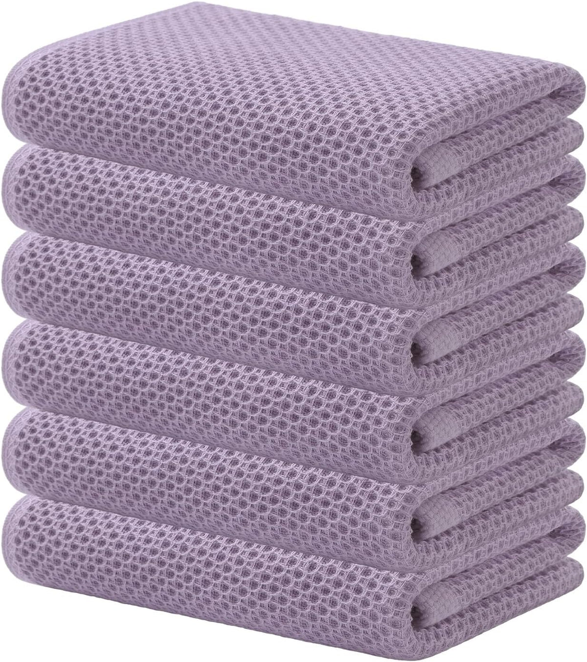 Kitinjoy 100% Cotton Waffle Weave Kitchen Towels, 6-Pack Super Soft and Absorbent Dish Towels for Drying Dishes, Kitchen Hand Towels, 13 in x 28 in, Lavender