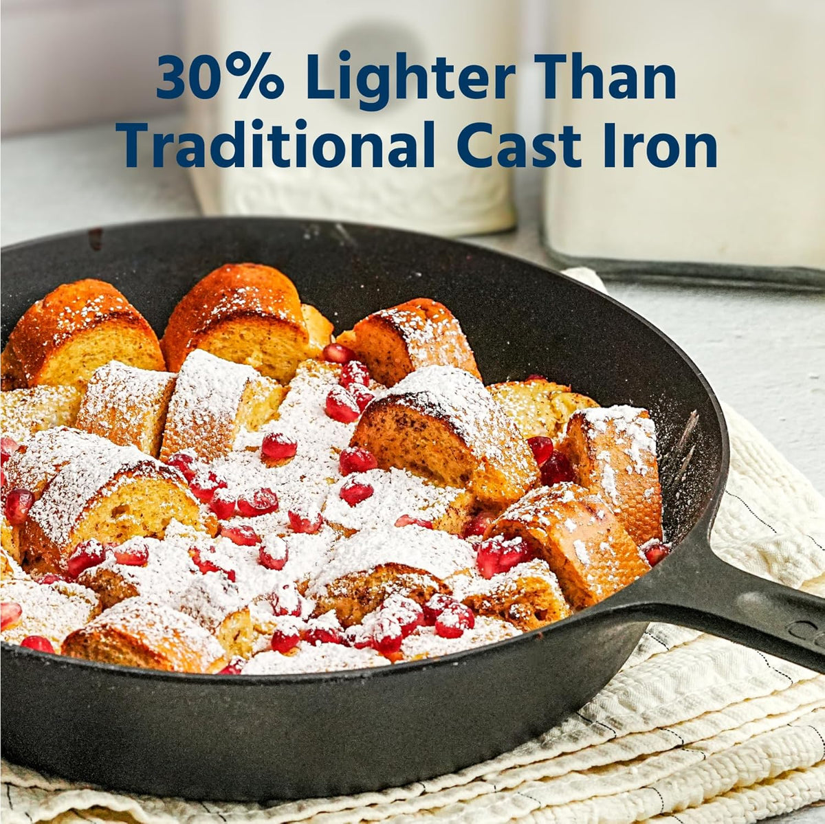 COOKLIFE 10 Inch Lightweight Pre-Seasoned Cast Iron Skillets with Stainless Steel Lid and Handle Cover - Smooth Polished Surface, Easy to Clean Cast Iron Pan Use in the Oven, on the Stove or Grill