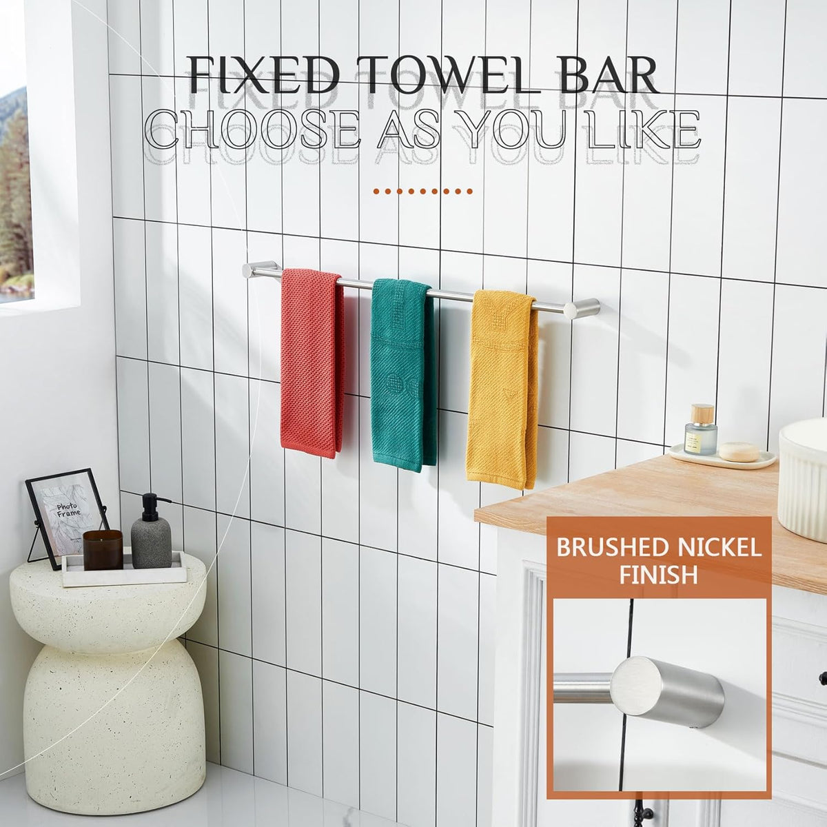 KOKOSIRI Bath Towel Bars Brushed Nickel Bathroom Towel Holder 32-Inch Wall Mounted Racks Bathroom Hardware Accessories Stainless Steel, B4007BR-L32