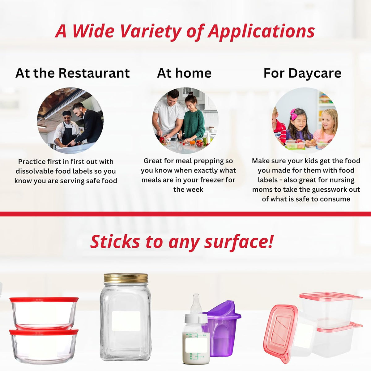 2x3 Dissolvable Food Labels, 250 Label Stickers, Bottle Labels for Storage Bins, Sticker Labels for Food containers, (250, Blank)