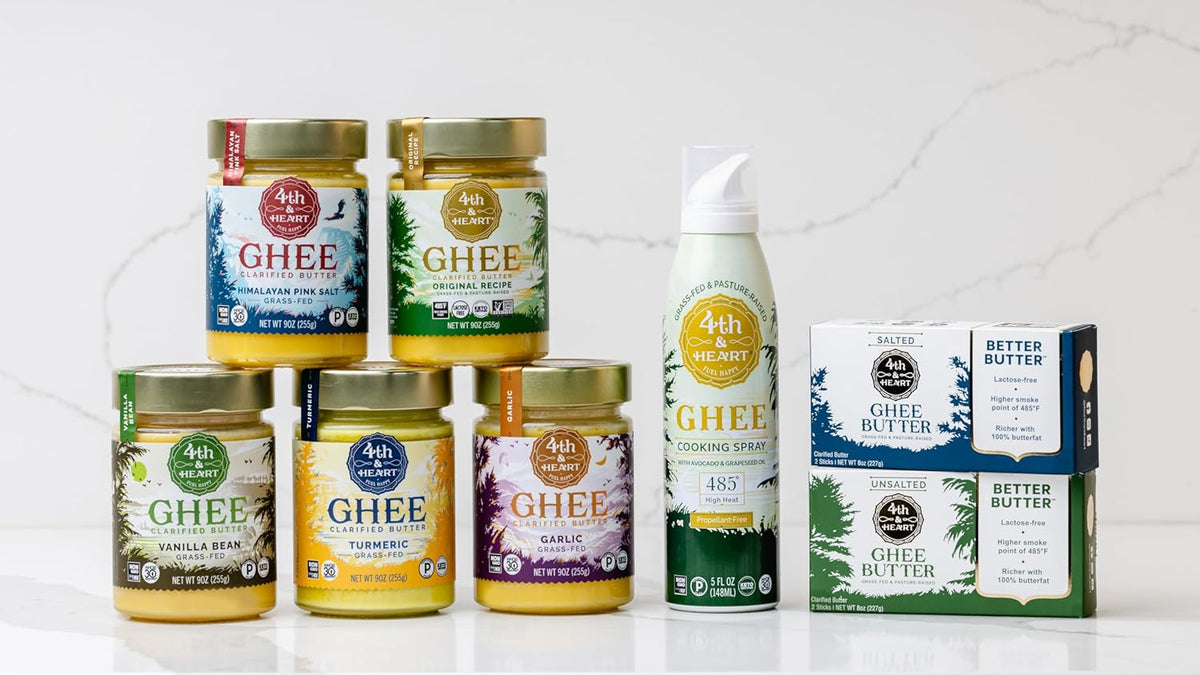 4th & Heart Original Grass-Fed Ghee, Clarified Butter, Keto, Pasture Raised, Lactose and Casein Free, Certified Paleo (16 Ounces)