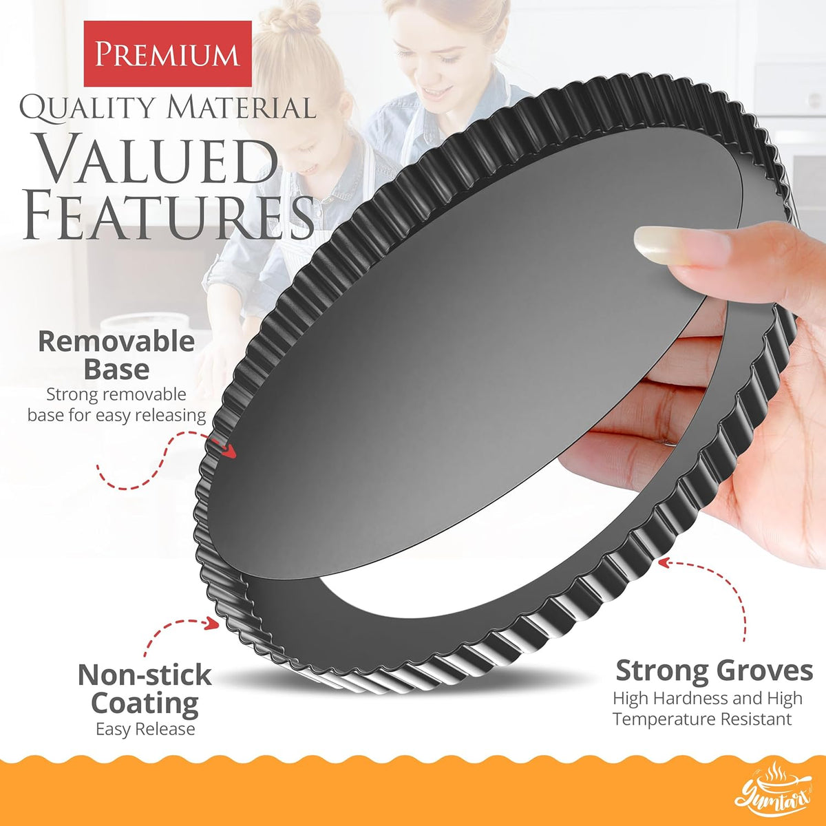 Bundle Pack 9" and 4" Mini Tart and Quiche Pan Combo, False Bottom, Deep Fluted Tart and Quiche with Removable Bottom - Non-Stick