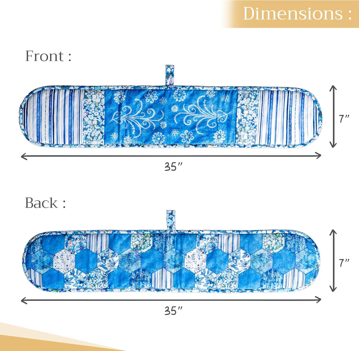 Maison d Hermine Summer Blue 100% Cotton Easter Double Oven Glove with Loop Heat Resistant for BBQ | Cooking | Baking | Grilling | Microwave | Barbecue | Spring/Summer (7.5 Inch by 35 Inch)