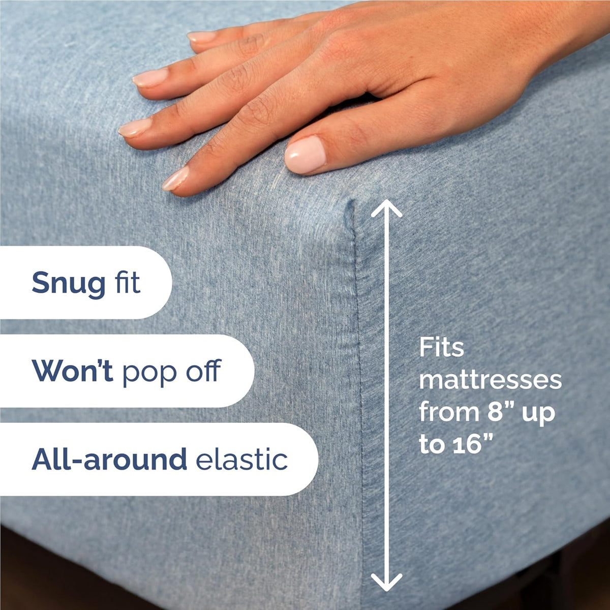 Full Size 4 Piece Sheet Set - Comfy Breathable & Cooling Bed Sheets Set - Hotel Luxury Bedding for Women, Men, Kids, Teens, Boys & Girls - Deep Pockets, Soft & Wrinkle Free - Blue (Heathered Sheets)