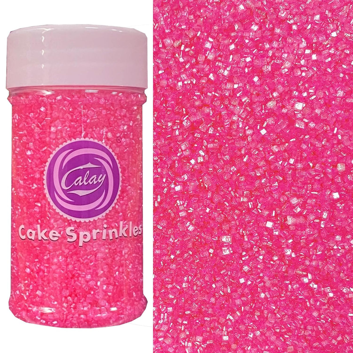 Sentovac Hot Pink Sanding Sugar for Baking Edible Sparkling Sugar Sprinkles Coarse Sugar Crystals for Baking Topping Cake Cookie Cupcake Topper Ice Cream Decoration Supplies 3.2 OZ
