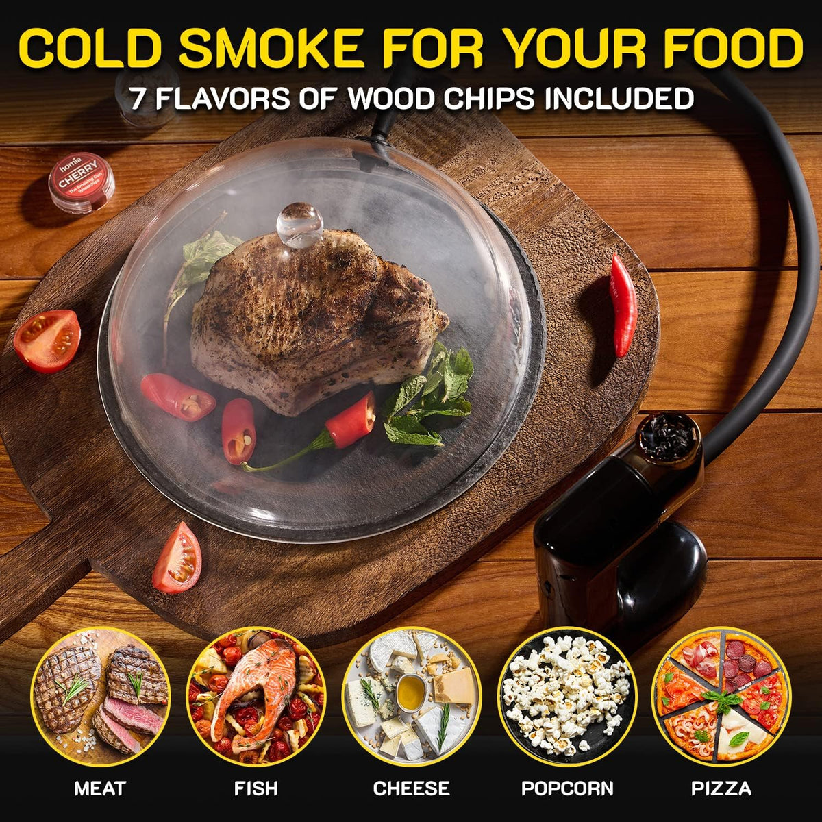 Cocktail Smoker Kit - Whiskey Smoker Kit - Smoke Infuser - Premium Kit, 14 PCS with Accessories and Wood Chips - Indoor Smoker - Gift for Men
