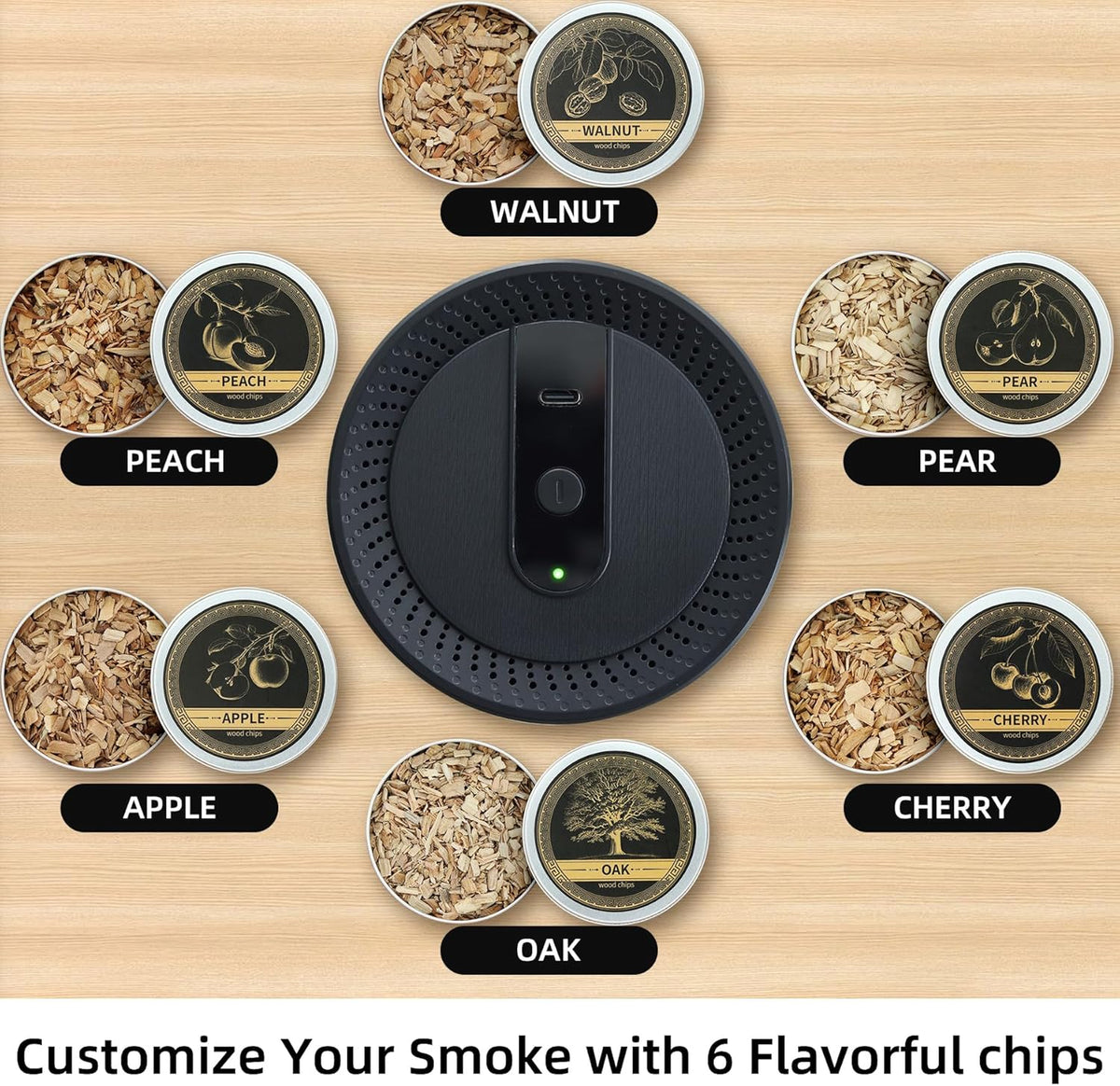 Electric Whiskey Smoker Kit with 6 Wood Chips, Rechargeable Cocktail Smoker Kit Built in Lighter, Old Fashioned Drink Smoker Kit, Bourbon Whiskey Gifts for Men,Dad,Husband.(NO Butane Needed)
