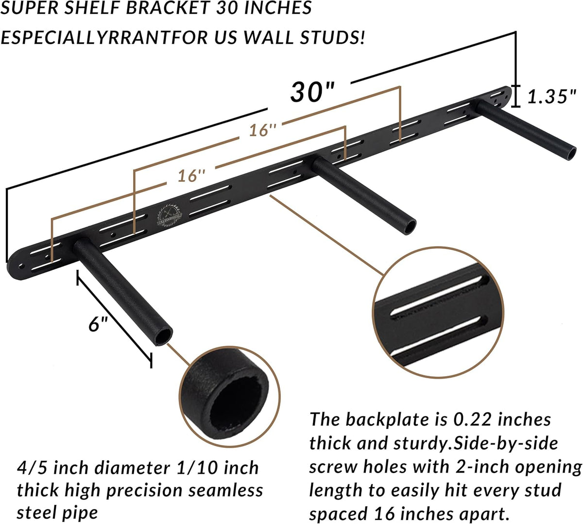 Rustic Floating Shelves 36 inch Long 8 inch deep Set of 2, Solid Wood Wall Shelves for Bedroom Living Room Kitchen,Book Shelf for Wall, Wall Mounted Shelves with Hidden Bracket- Gold Oak
