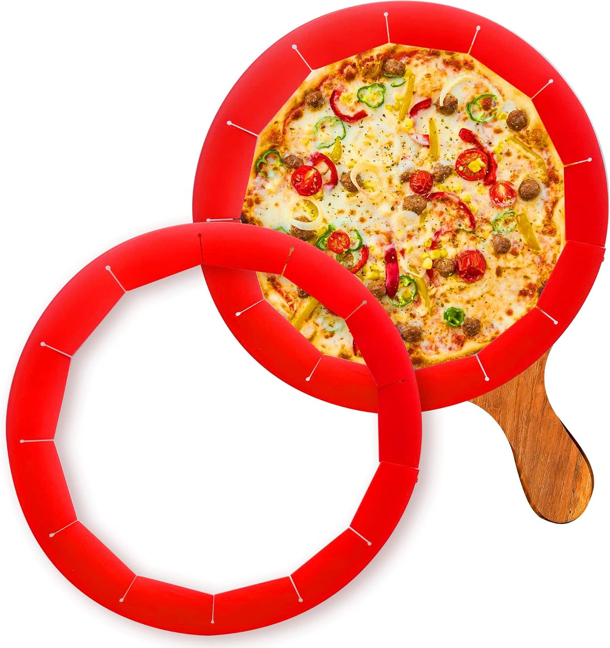 2 Pack Adjustable Silicone Crust Shield, BPA-free Pie Crust Protector Cover Kitchen Tool for Baking Pizza, Fit 8-10.7 Inch Pies - Dishwasher Safe (Red)