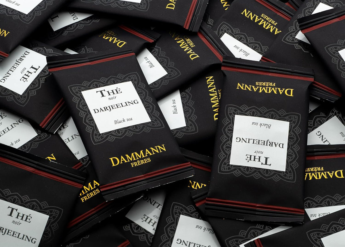 Dammann Freres Satchets, Darjeeling Tea Bags, Premium French Gourmet Black Tea, Individually Wrapped, 24 Count (Single Pack)
