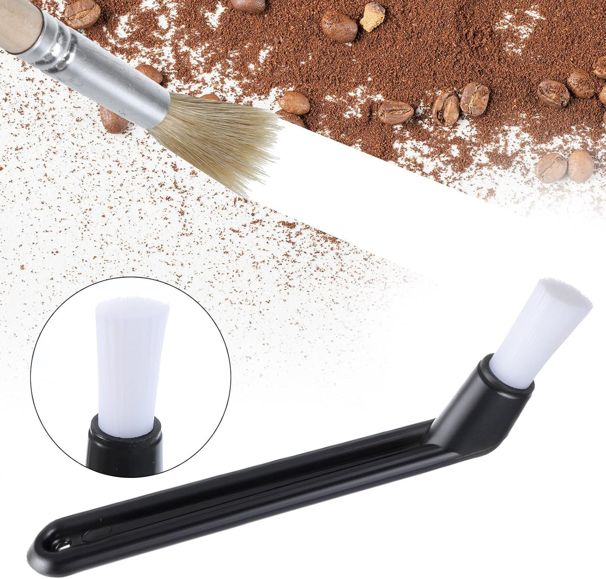 5 Pcs Coffee Grinder Brush Group Head Brush Brushes Kit Nylon Machine Cleaning Brushes Wooden for Coffee Machine