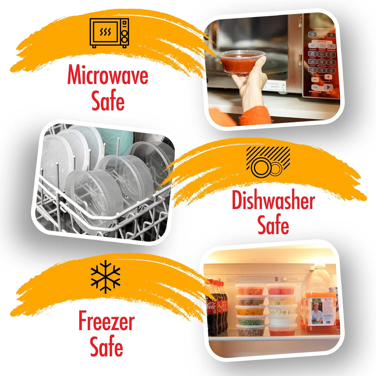 (8oz-Deli Containers with Leakproof Lids-50 Pack BPA-Free Plastic Microwaveable Clear Food Storage Container Premium Heavy-Duty Quality, Freezer & Dishwasher Safe