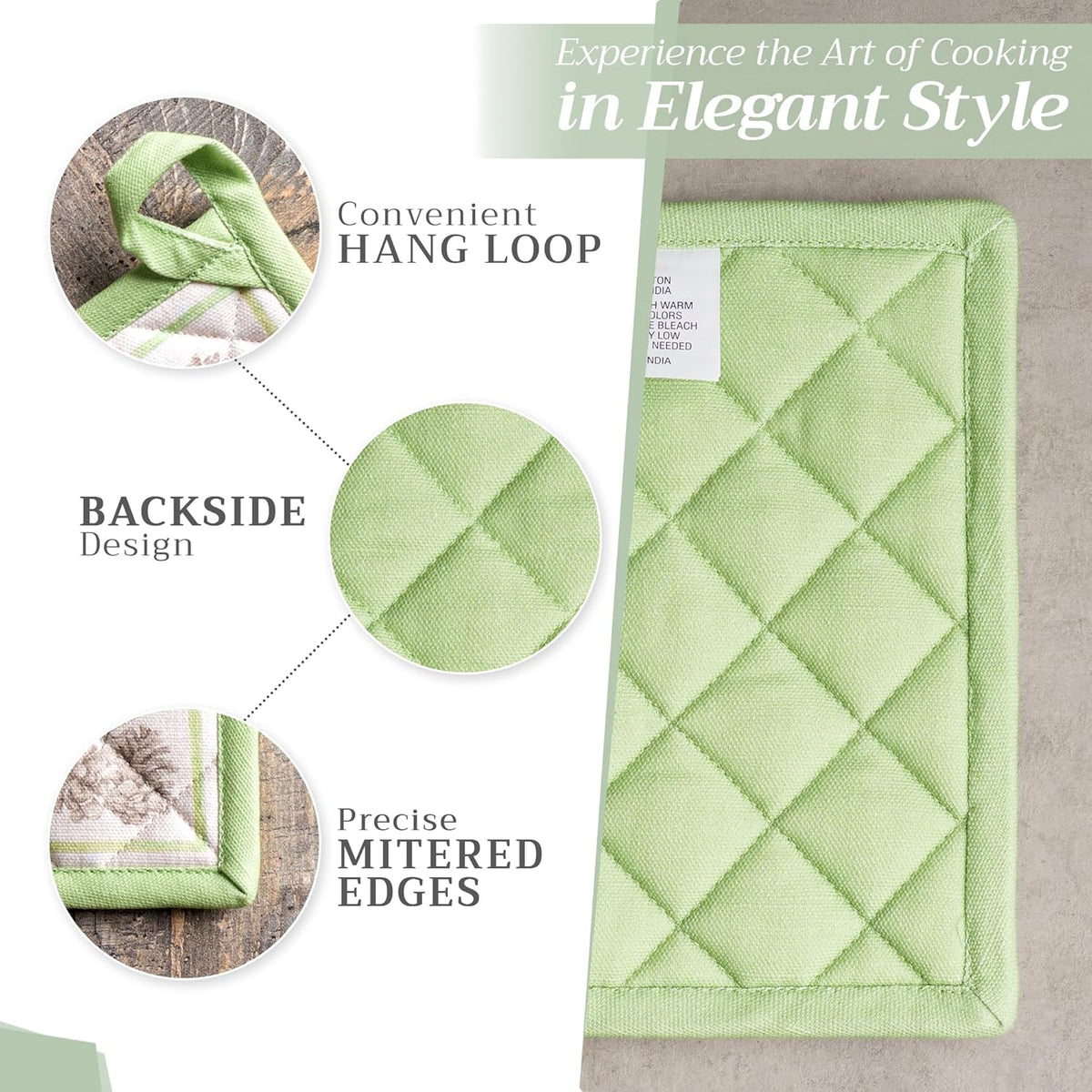 Maison d' Hermine Pot Holders 100% Cotton Heat Resistant Potholders 8" x 8" Hot Pads with Loop BBQ, Cooking, Baking, Grilling, Kitchen, Handling Hot Pans (Pack of 1, Christmas Dew)