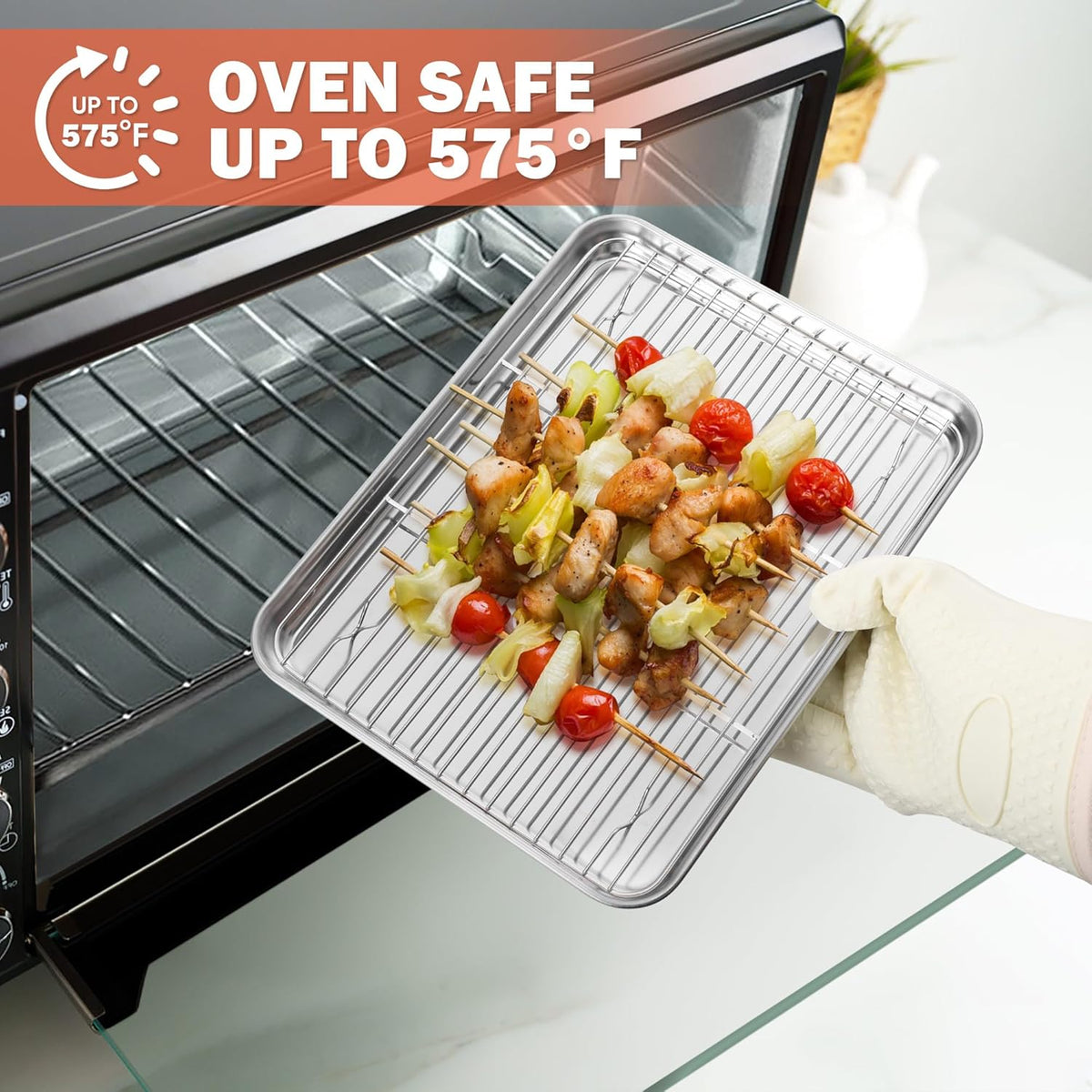 Stainless Steel Cooling Racks Set of 2, Homikit 11.6”*9.1” Heavy Duty Wire Baking Rack for Cooking Roasting Grilling Bacon Cake Cookies, Non Toxic & Rust Free