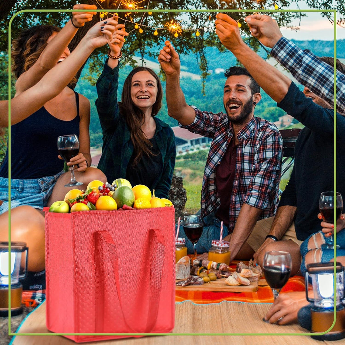 Paterr 4 Pcs Insulated Grocery Bags Large Reusable Insulated Cooler Bags with Zipper Top Shopping Totes for Hot or Cold Food