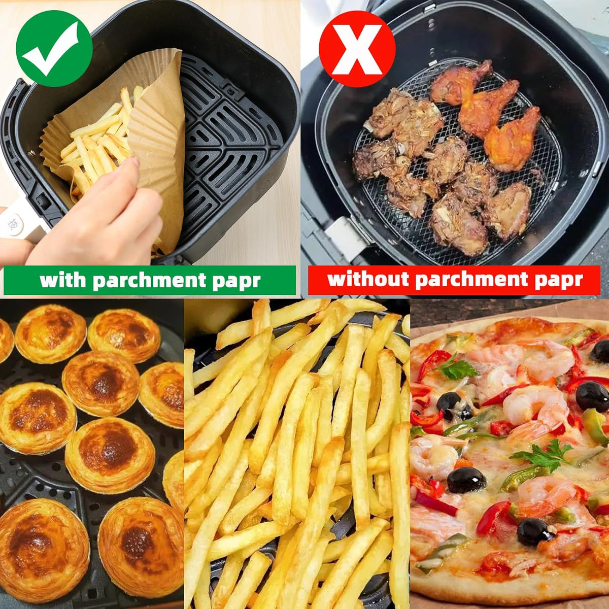 200PCS Air Fryer Liners Disposable,Victoyaw 8 Inch Square Air Fryer Parchment Paper Liners for 2-5QT Air fryer,Non-Stick Waterproof Airfryer Paper Liner