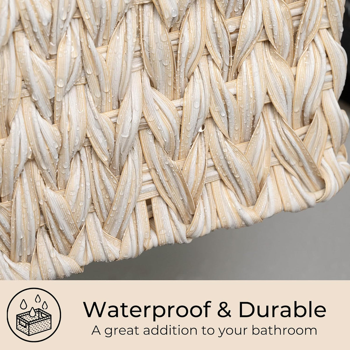 GRANNY SAYS Wicker Storage Baskets for Shelves, Waterproof Wicker Baskets for Organizing, Woven Basket for Shelves, Decorative Basket for Entryway, Butter Milk