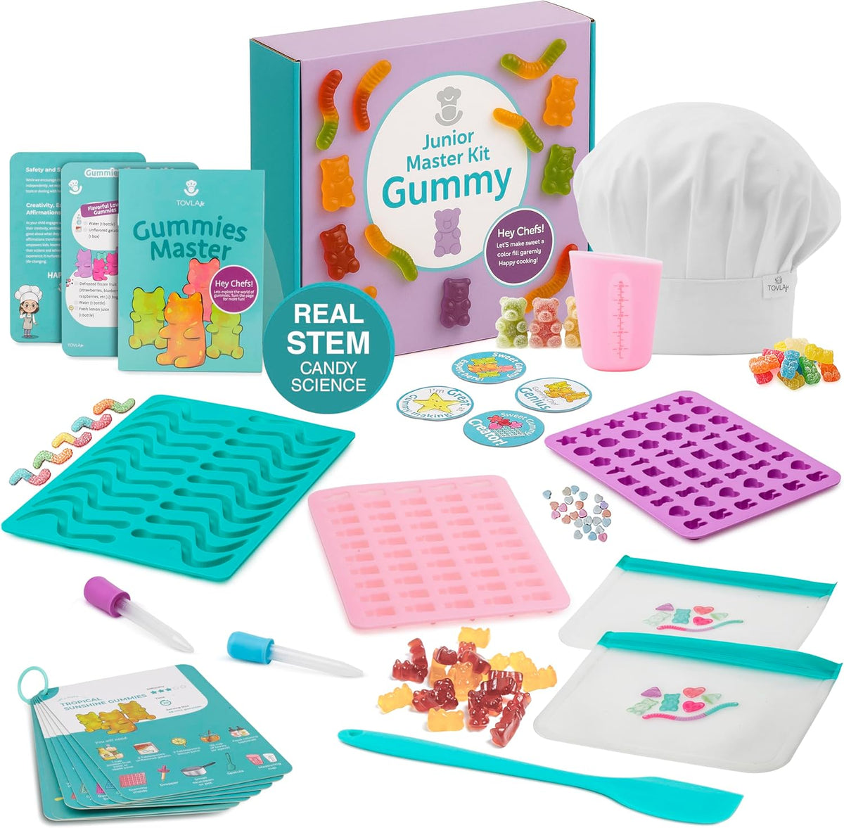 Tovla Jr. Ultimate Gummy-Making Kit for Kids – Real Fun DIY Candy Kit, STEM Activity for Ages 4+, Visual Learning Gummy Molds & Tools