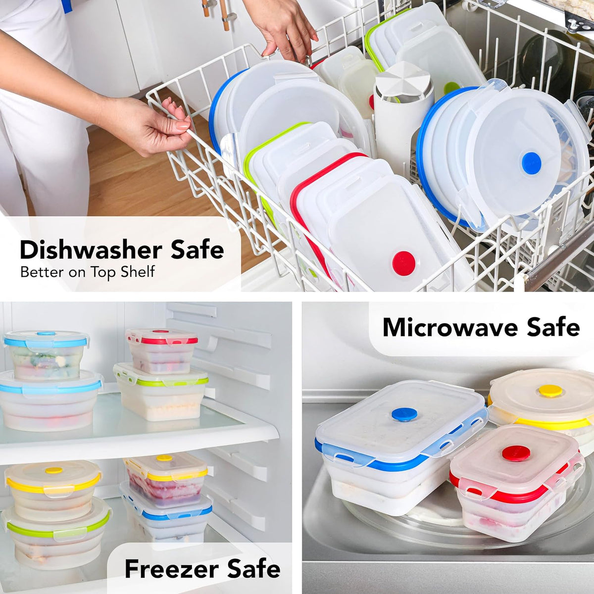 Small Collapsible Silicone Containers, Perfect for Snacks, Travel, Space-Saving Storage, Set of 8