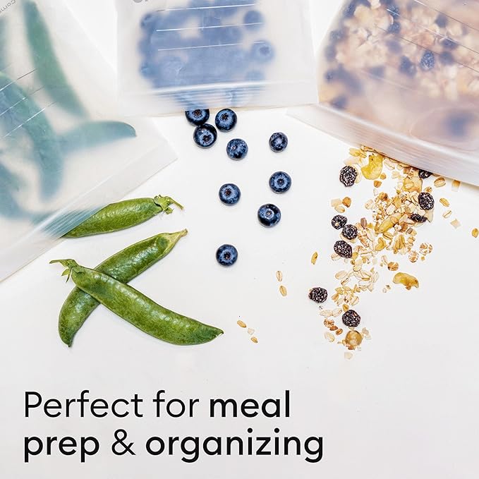 Vove Compostable Quart Bags, Large 30 Count – Freezer Safe, Leak Resistant, Non Toxic Food Storage for Leftovers & Meal Prep, Plastic-Free Eco Bags