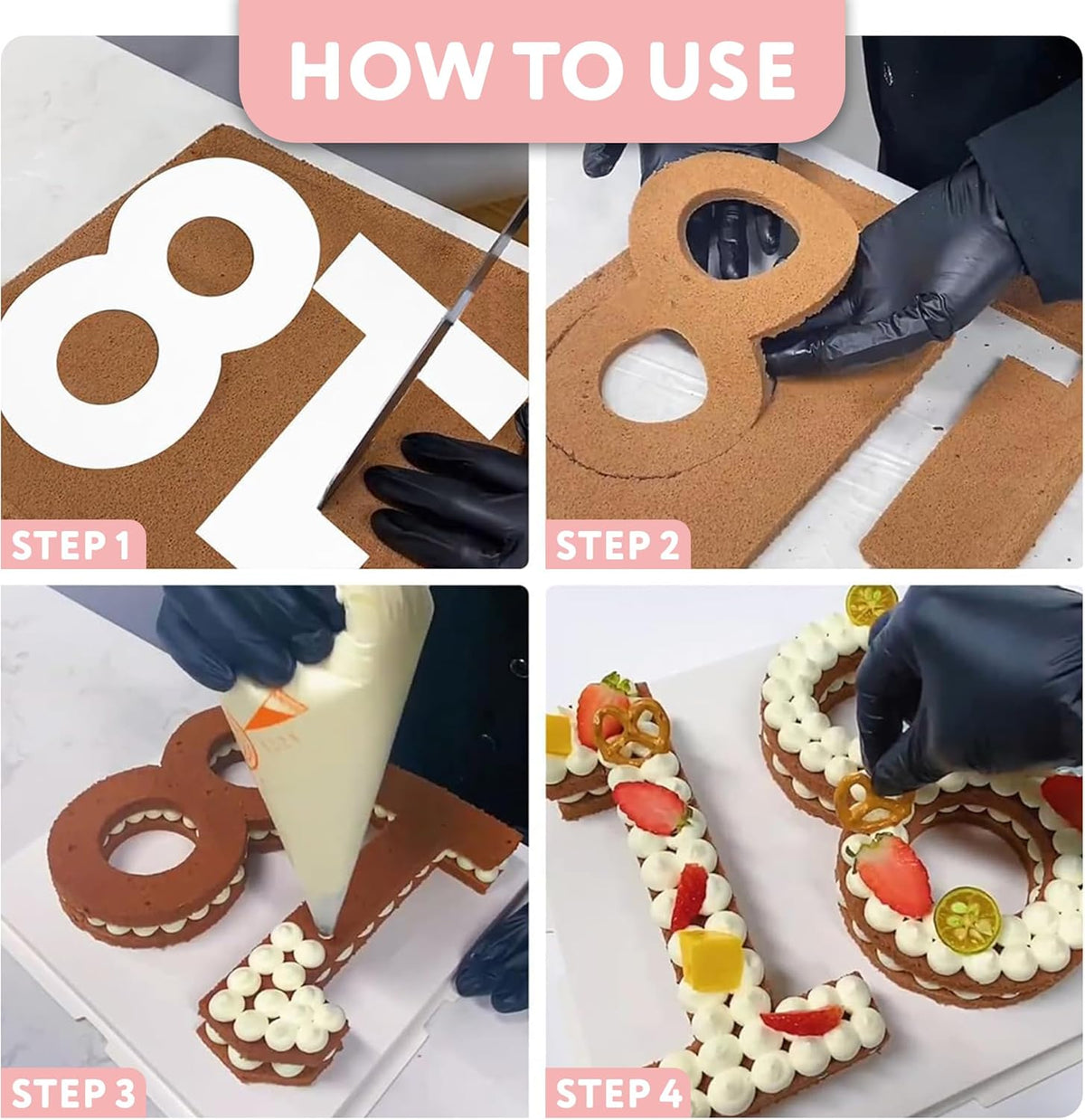Cake Stencils - Set 18Templates with Scraper and 50Pins, Cookie Stencils for Royal Icing, Cookie Templates for Buttercream Decorating, Baking Stencils, Mesh Reusable Spray Fondant Cookies, Paiting