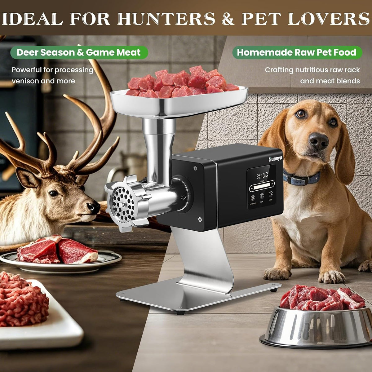 Huanyu Meat Grinder 1.3HP, Commercial Bone Grinding, Heavy Duty Stainless Steel with Touchscreen for Effortless Meat & Bone Processing #12