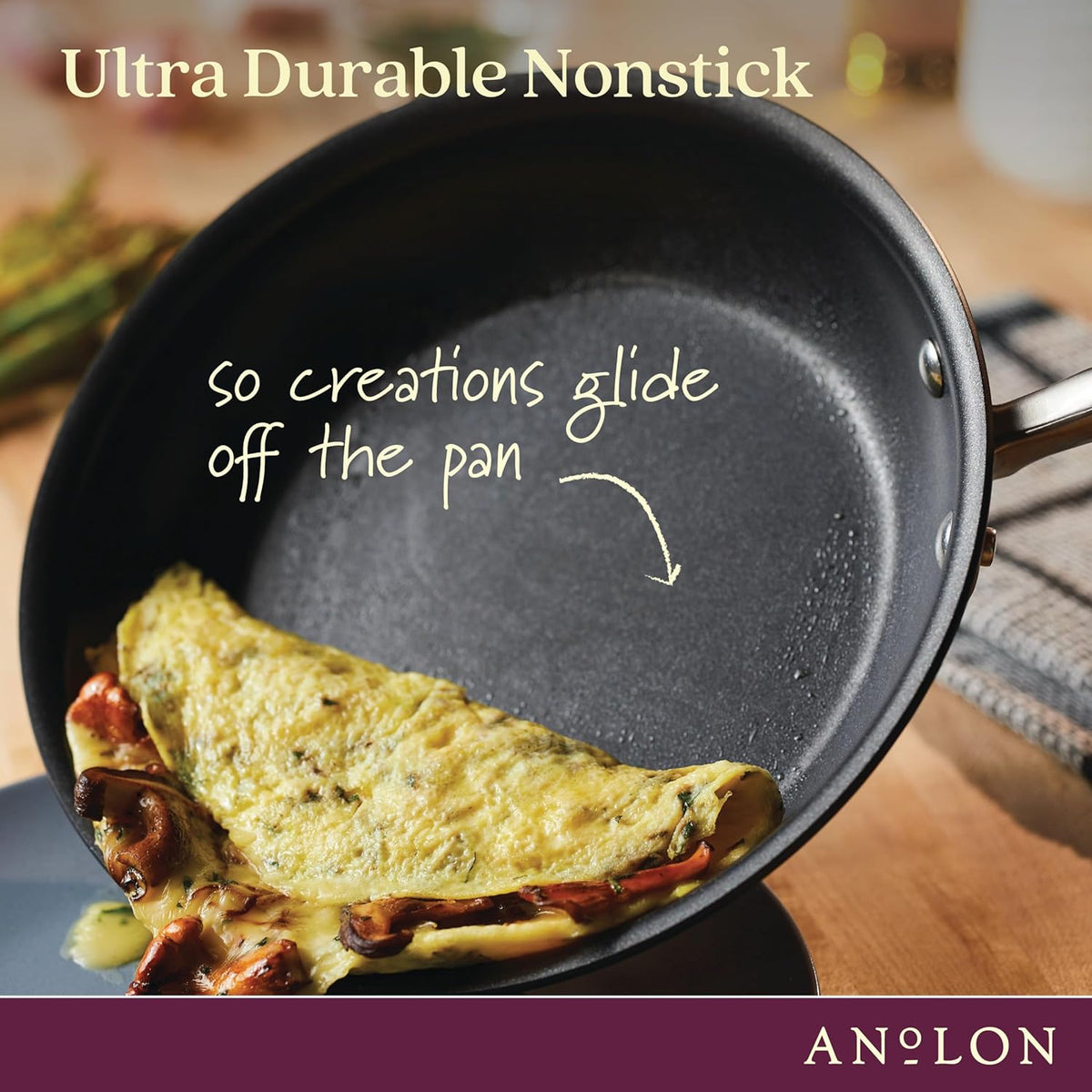 Anolon Advanced Home Hard Anodized Nonstick Frying Pan, 14.5 Inch – Large Skillet with Helper Handle, 14 Inch Nonstick Frying Pan, Durable Cookware - Onyx
