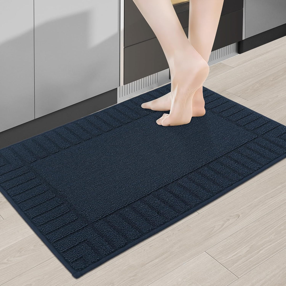 BEQHAUSE-Kitchen-Rugs-and-Mats Non Slip Kitchen Mats for Floor Absorbent Kitchen Rugs Machine Washable Kitchen Floor Mat,Navy Blue 20”x30”