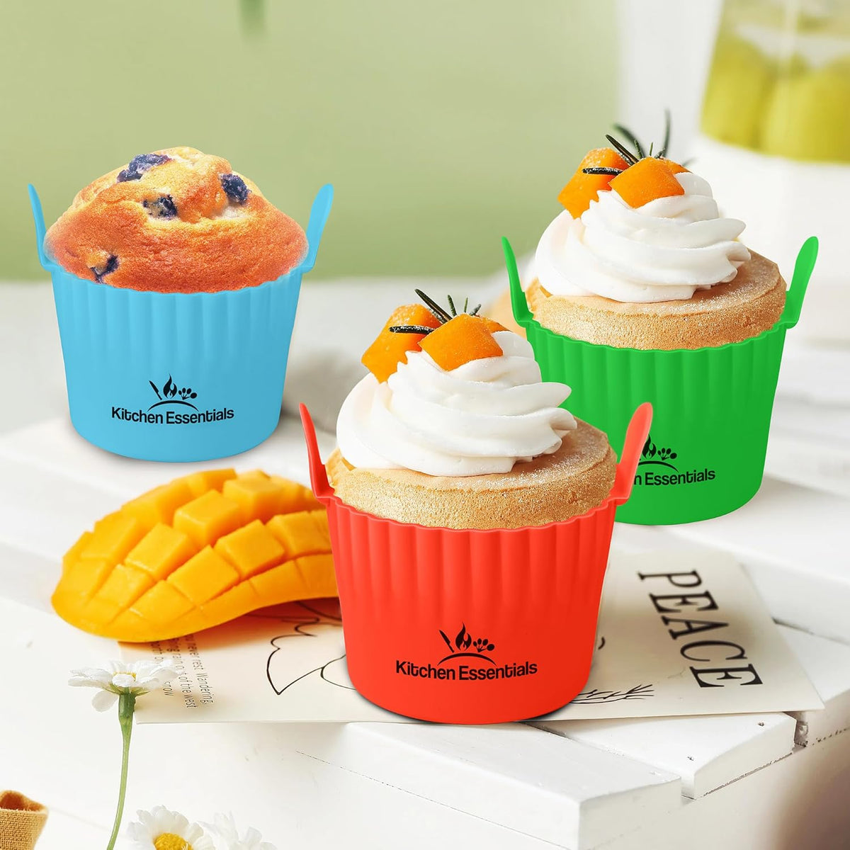 Air Fryer Baking Ramekins – Premium Food-Grade Silicone Mold Cups – Easy Release Nonstick Bakeware Set, 4-Pack for Eggs, Muffins, Cupcakes, Puddings, Tarts, Custards, and More!