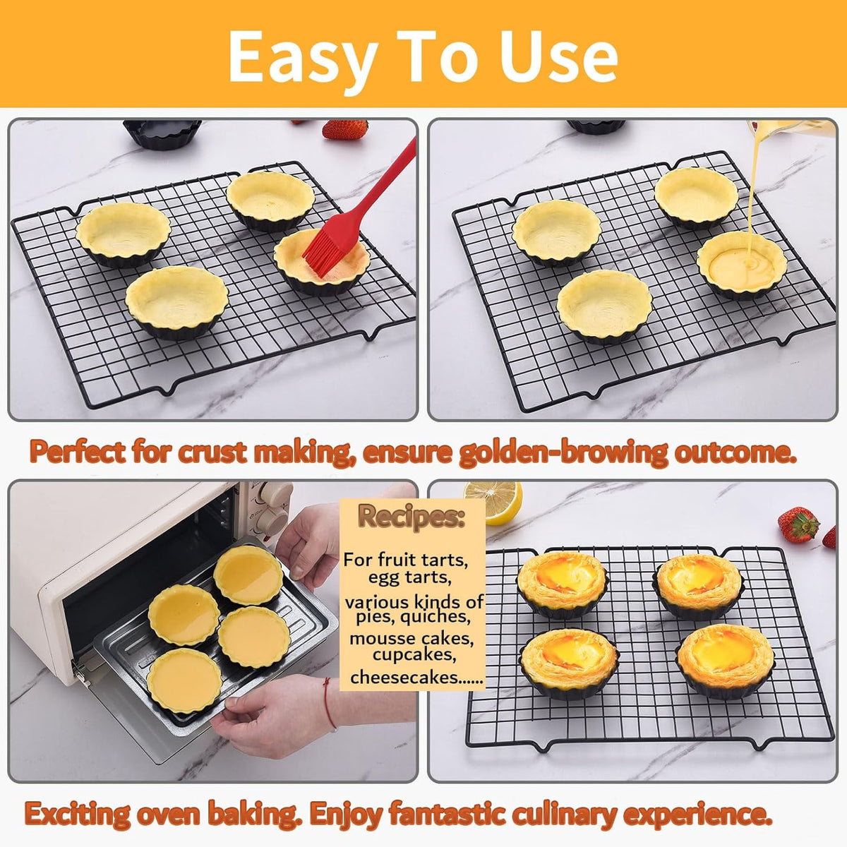 DATANYA Mini Tart Pans Removable Bottom 3 Inch, Carbon Steel Nonstick Quiche Pan Pie Tart Tin Mold, 0.8inches High for Baking Tartlets, Pies, Cakes, Cupcakes - Premium Champagne Gold 12PCS