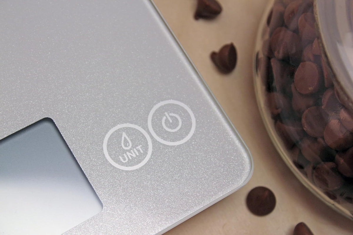 Escali Arti Digital Food Scale, Multi-Functional Kitchen Appliance, Precise Weight Measuring and Portion Control, Baking and Cooking Made Simple, Tempered Glass, Frost White