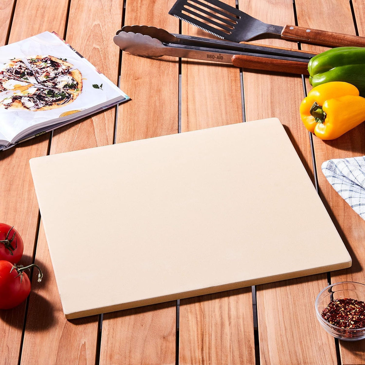 Outset Pizza Stone For Grill and Oven, 14" x 16" Pizza Tile