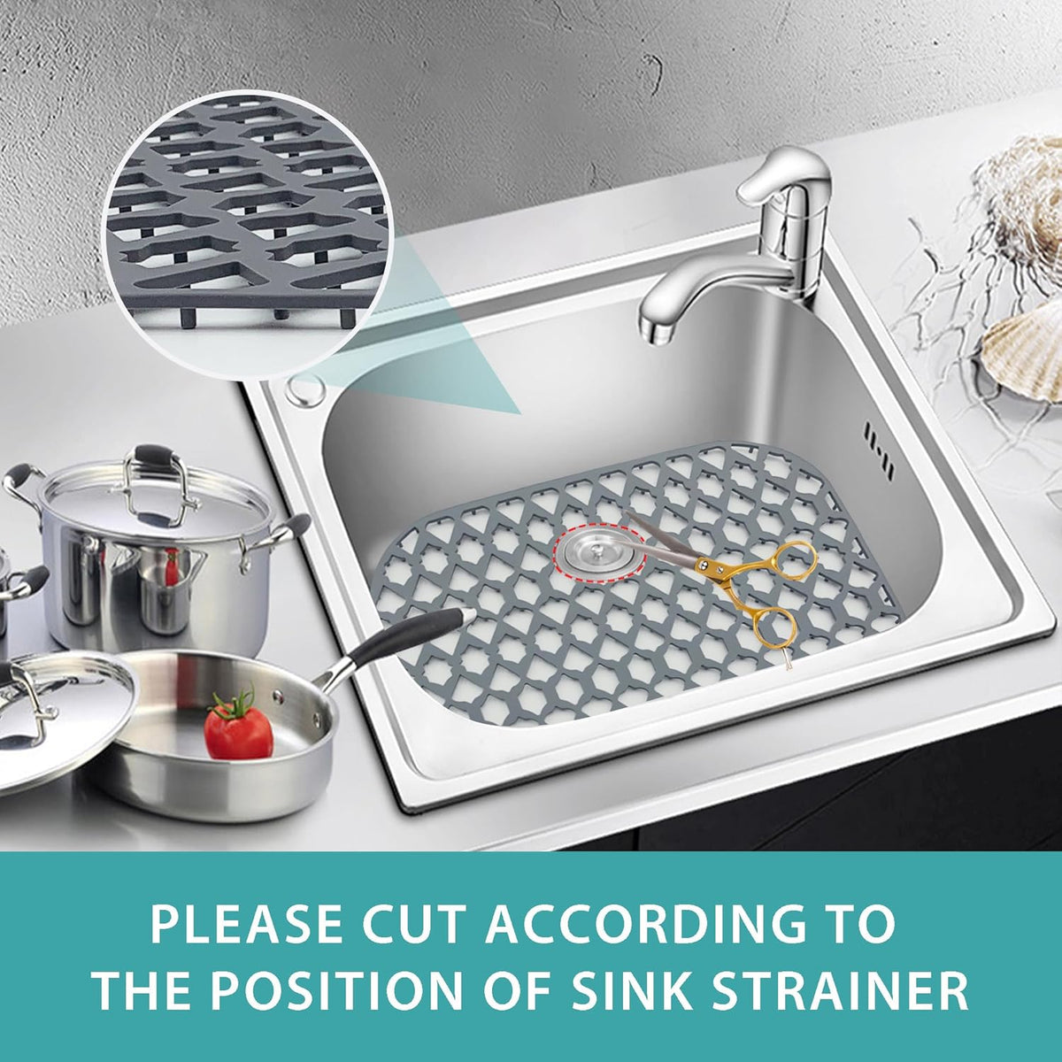 Sink Protectors for Kitchen Sink 13x11 &16x12 &19x14 &21x16 &22x13 &24x13 &26x14 &28x14 &30x16, Large Silicone Sink Mats Grid for Bottom of Farmhouse Sink (16.7”x12.5”)