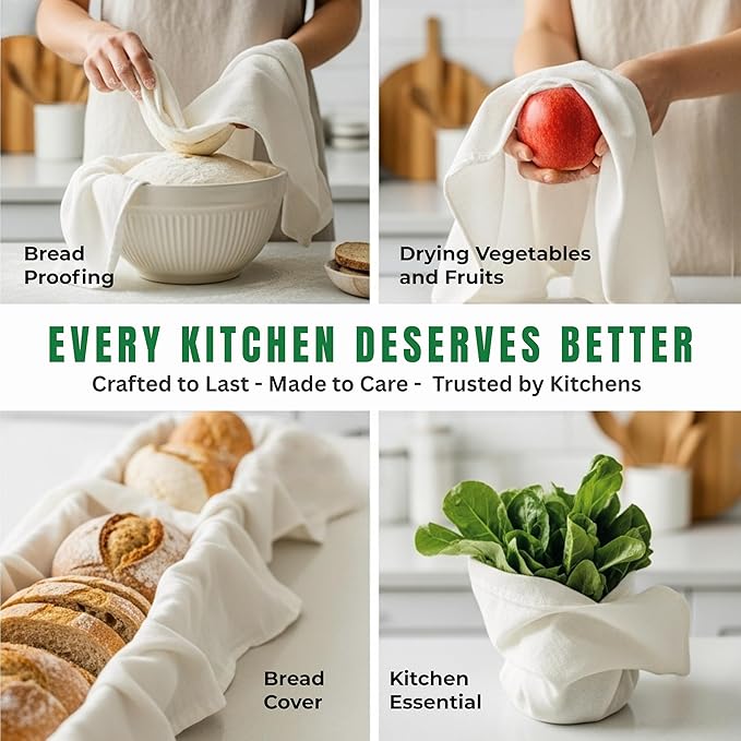 Flour Sack Towels – 24 Pack Cotton Kitchen Dish Towel, Tea Towels for Crafts, Embroidery, Baking, Bread Proofing – Thick, Absorbent, Quick-Dry – 15"x25" Natural