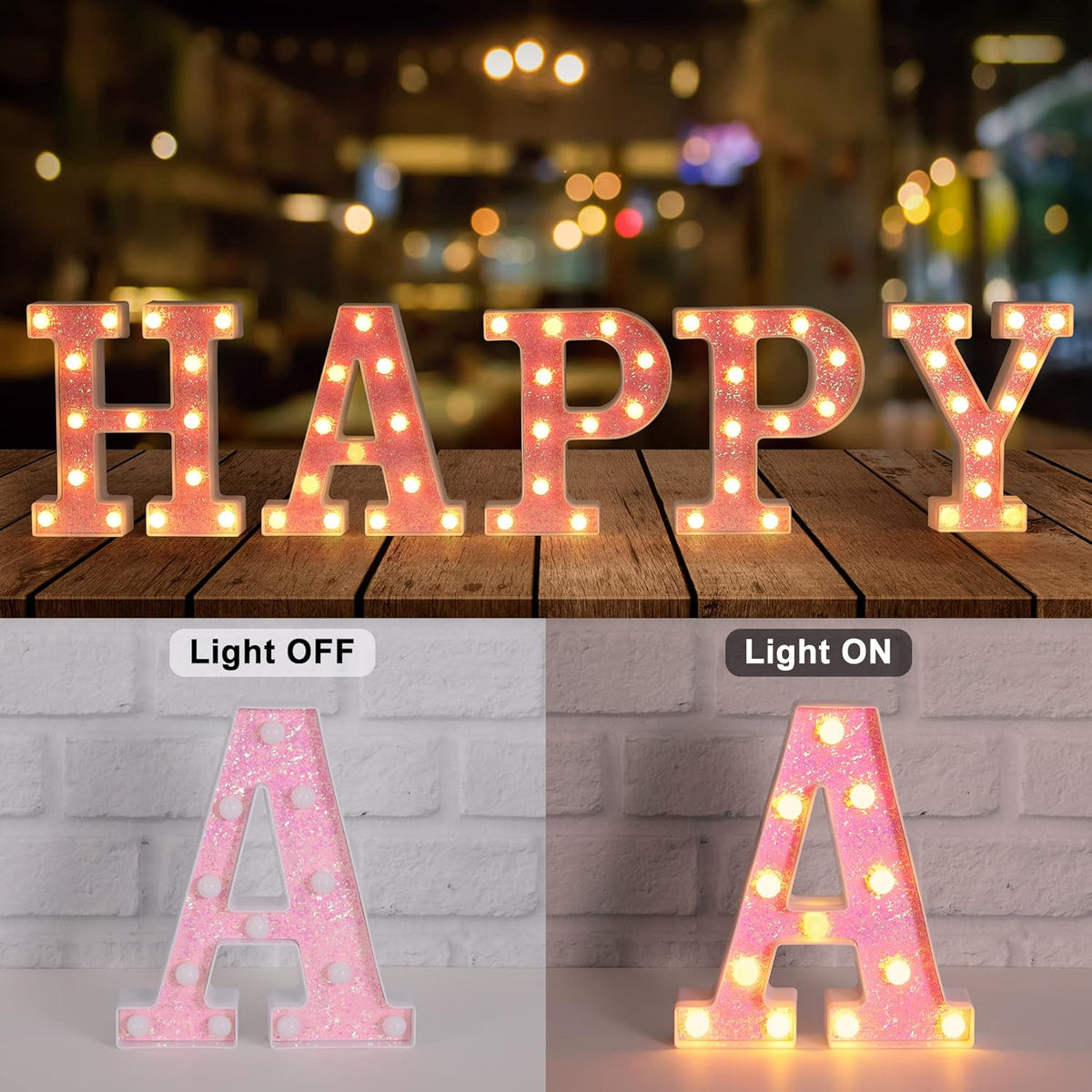 Foaky Pink Light up Letters，Pink Party Decorations,Girls Room Decor,Glitter Light Up Letters,Alphabet Letter Sign for Night Light Birthday Party Girls Gifts, Home Bar Decoration（X）