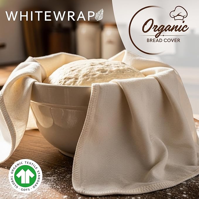 Flour Sack Towels for Bread Dough Proofing – 100% Unbleached Cotton, Thick Reusable Baking Cloth – 28"x28" Large Tea Towels for Baguettes, Ciabatta, Pastries – 3 Pack
