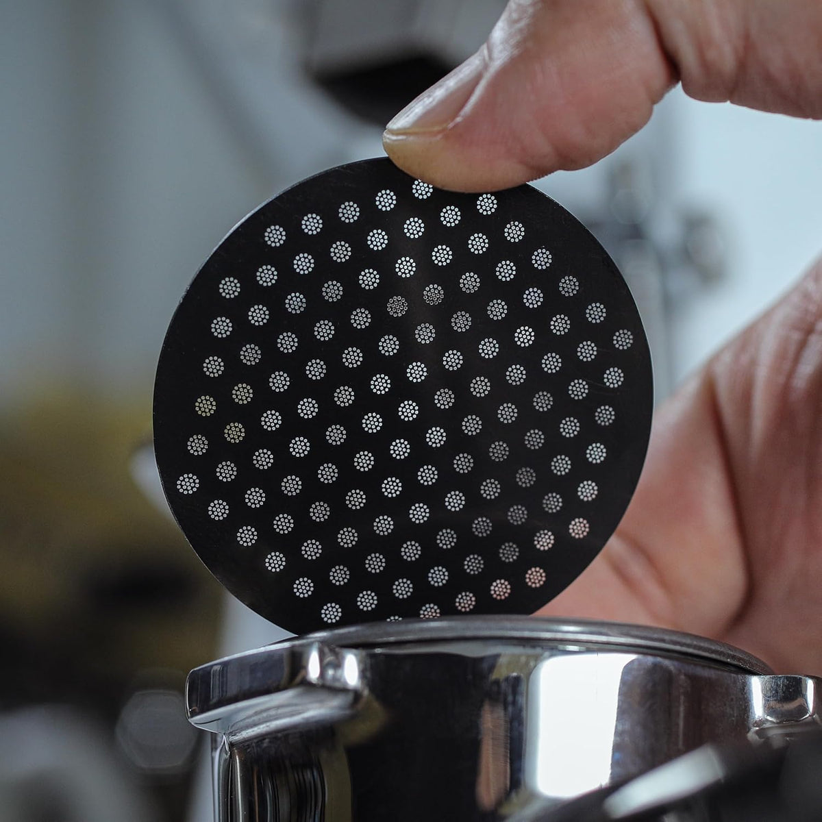 54mm Espresso Puck Screen - Stainless Steel Ultra Thin Espresso Filter Perfect Fit With Breville Barista Express, Pro, Touch, Bambino, Infuser, Easy Clean Design (Black, 54mm)