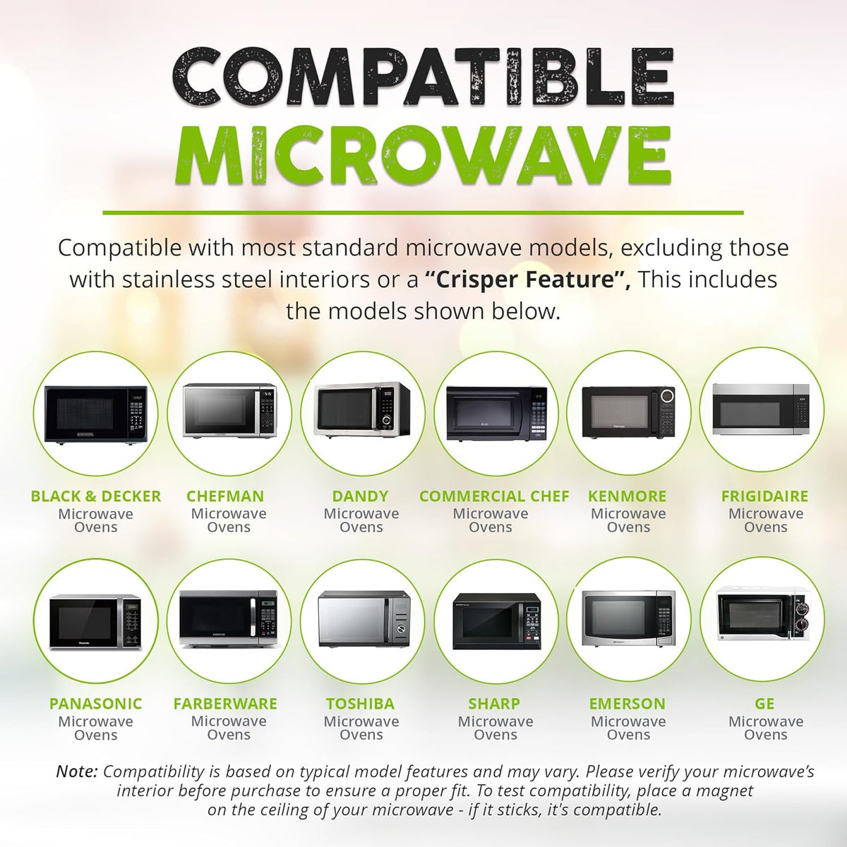 Magnetic Splatter Cover, 12-Inch Clear BPA-Free Food Lid, Vented Plate Guard with Steam Vents, Anti-Splash Microwave Lid, Dishwasher Safe, Space-Saving Magnetic Storage - Ivory