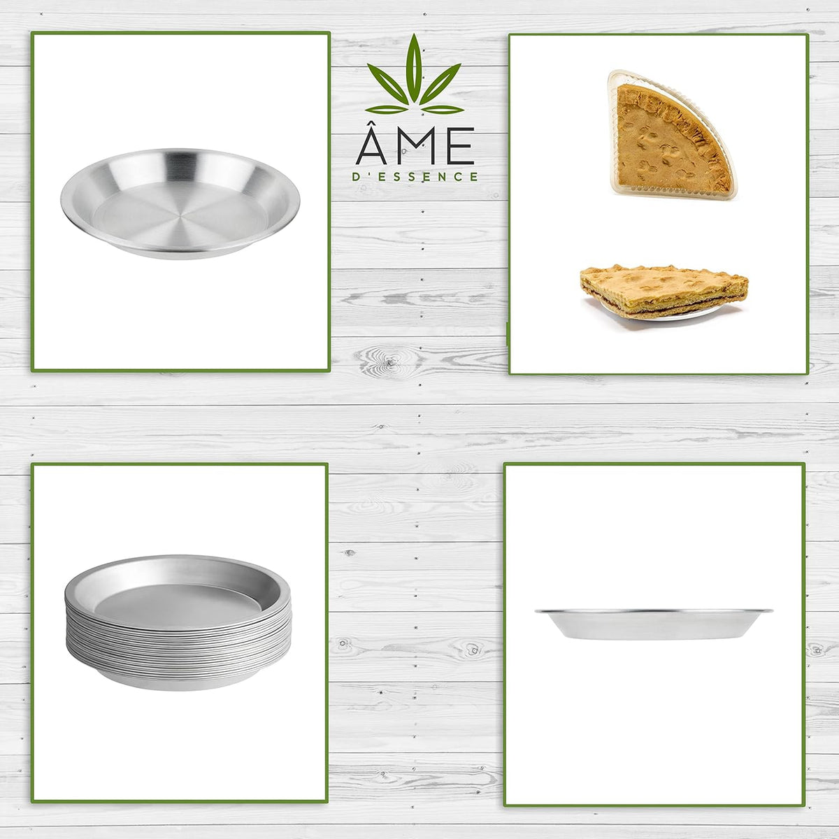 AME D'ESSENCE (1PC-11) Aluminum Pie Pan Commercial Grade Round Pie Plate Size 11" x 1mm Thick