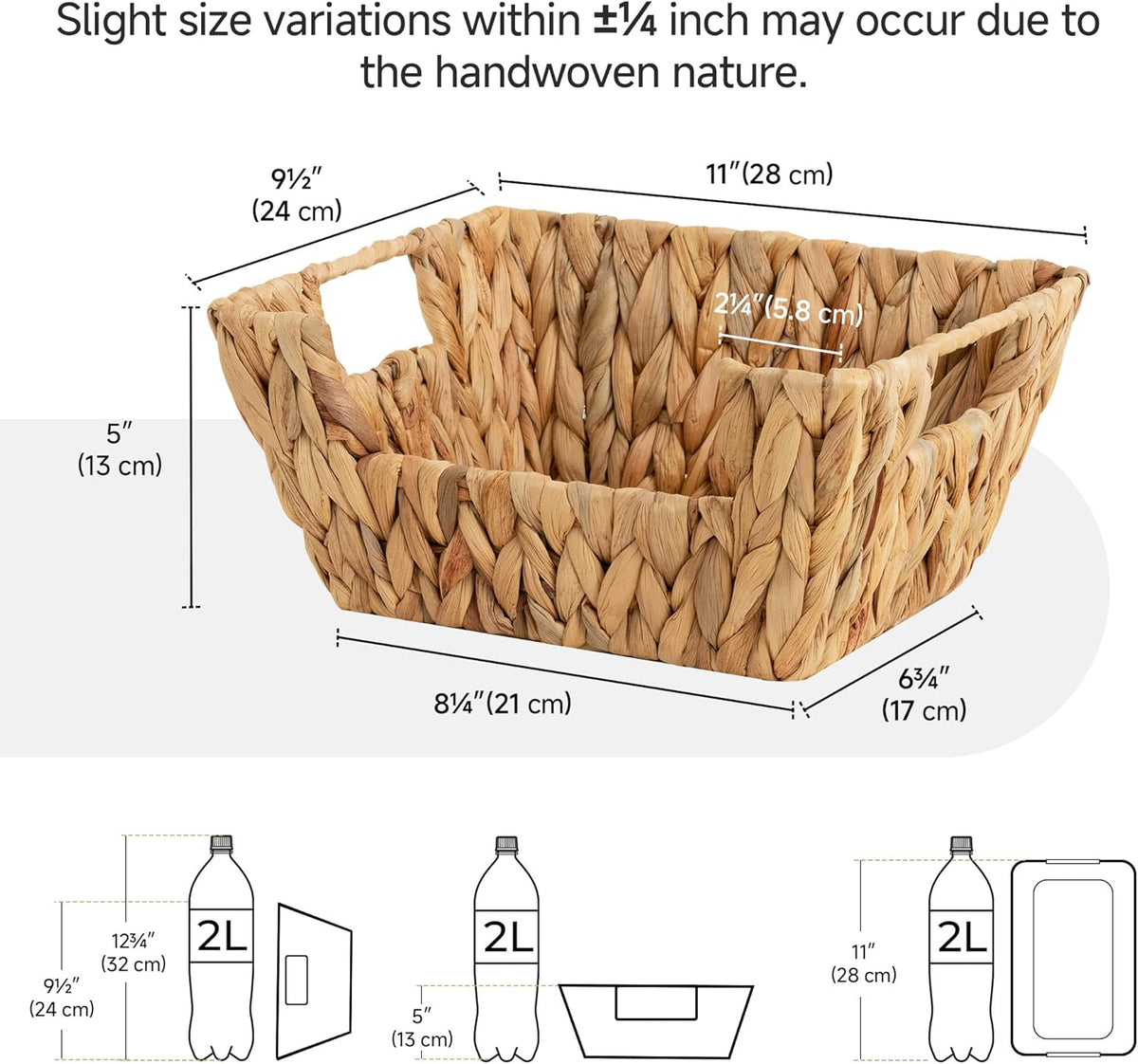 StorageWorks Small Pantry Baskets for Patato and Onion Storage, Wicker Baskets for Organizing with Built-in Handles, Water Hyacinth Pantry Organizers and Storage for Kitchen Shelves, 2 Pack