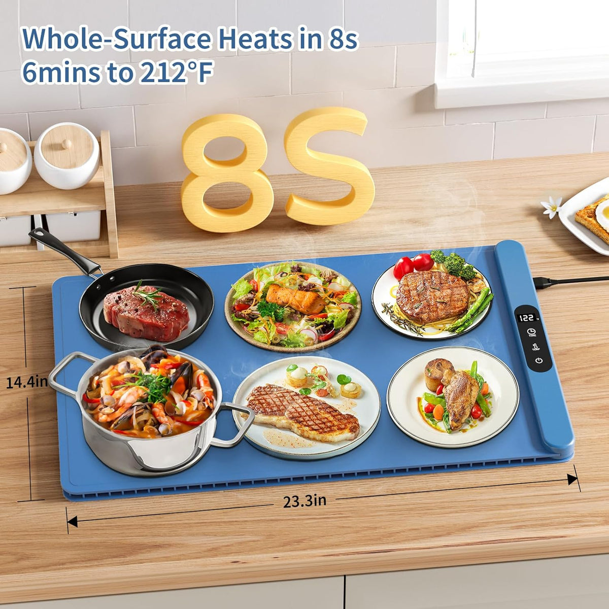 Upgrade Graphene Food Warming Mat, Fast Full Surface Heating Electric Warming Tray, Portable Rollable Food Warmer for Parties Buffet with 6 Temperature and Timer Settings, Gifts for Mom Wife