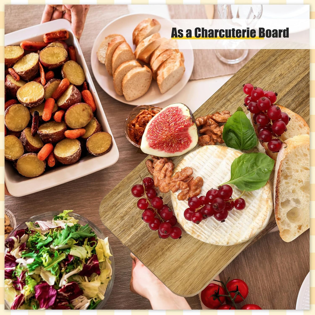 Lounsweer 6 Pcs Thicken Cutting Board Bulk Wood Board for Chopping Serving Charcuterie Material for Laser Engraving Mother' Day Wedding Housewarming Gift