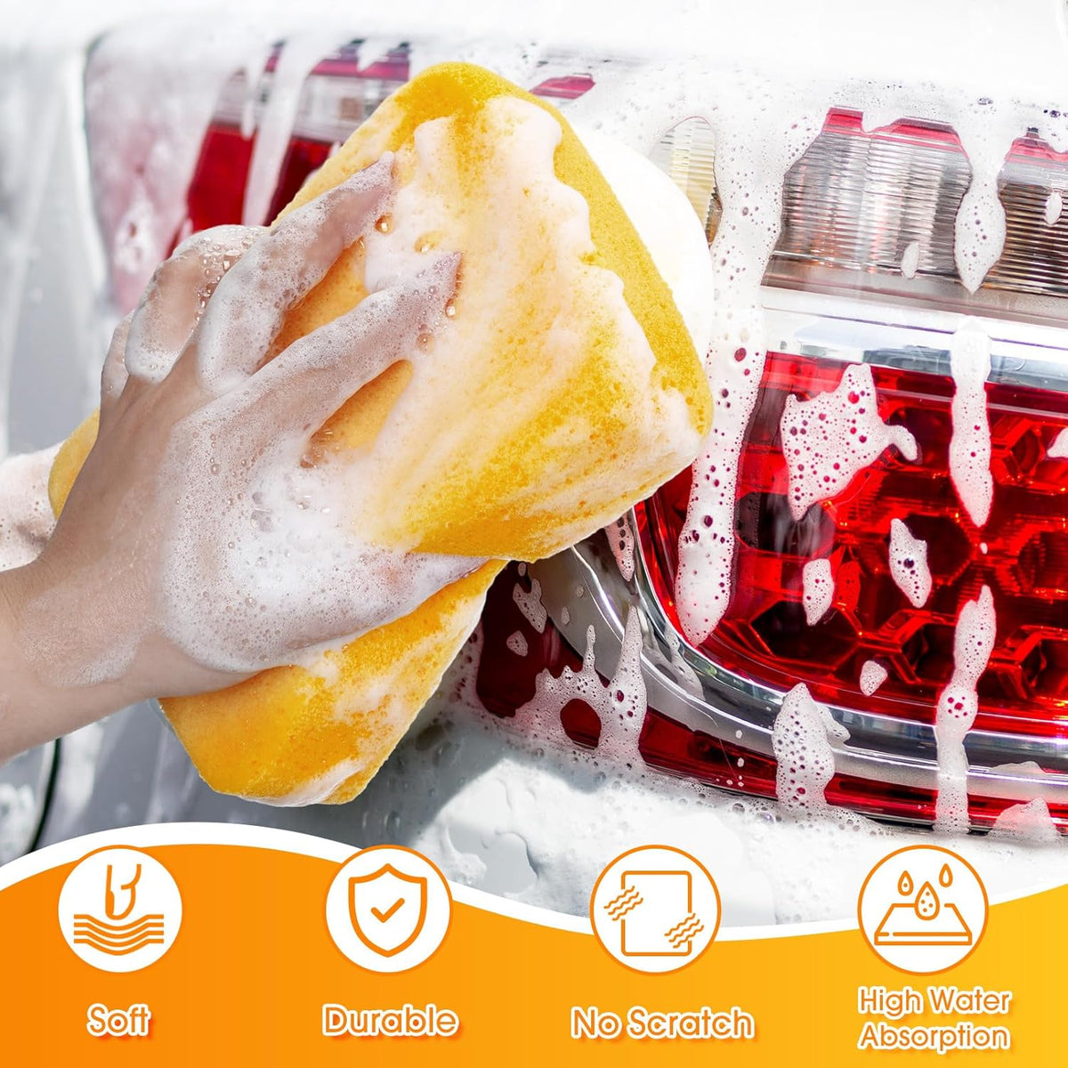 Tioncy 12 Pcs Large Sponges Bulk 7.5 x 5.5 x 1.9 Inch Grouting Car Wash Foam Cleaning and Washing Sponge Commercial Foam Large All Purpose for Cleaning Dishes Car Tile Bike (Yellow)