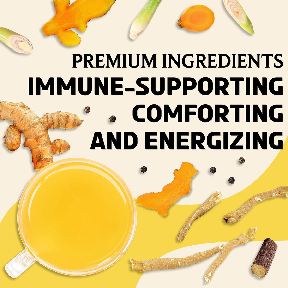 BREWIX, Turmeric Ashwagandha Herbal Tea Loose Leaf (100+ Cups, 7.05oz/200g) Real Ingredients From India, Caffeine Free & Naturally Gluten Free