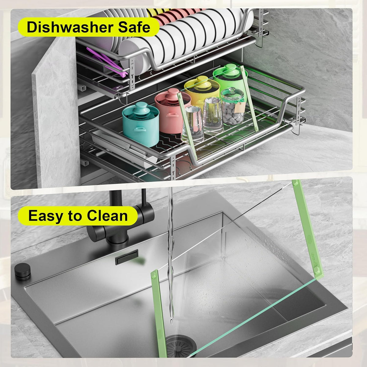 Glass Cutting Board with Silicone Grip, 80% Stronger Shatter Resistance and Slip Resistance,No Scratches/Microplastic-Free,Dishwasher Safe, Non Toxic Cutting Board for Kitchen (Green-2PCS)