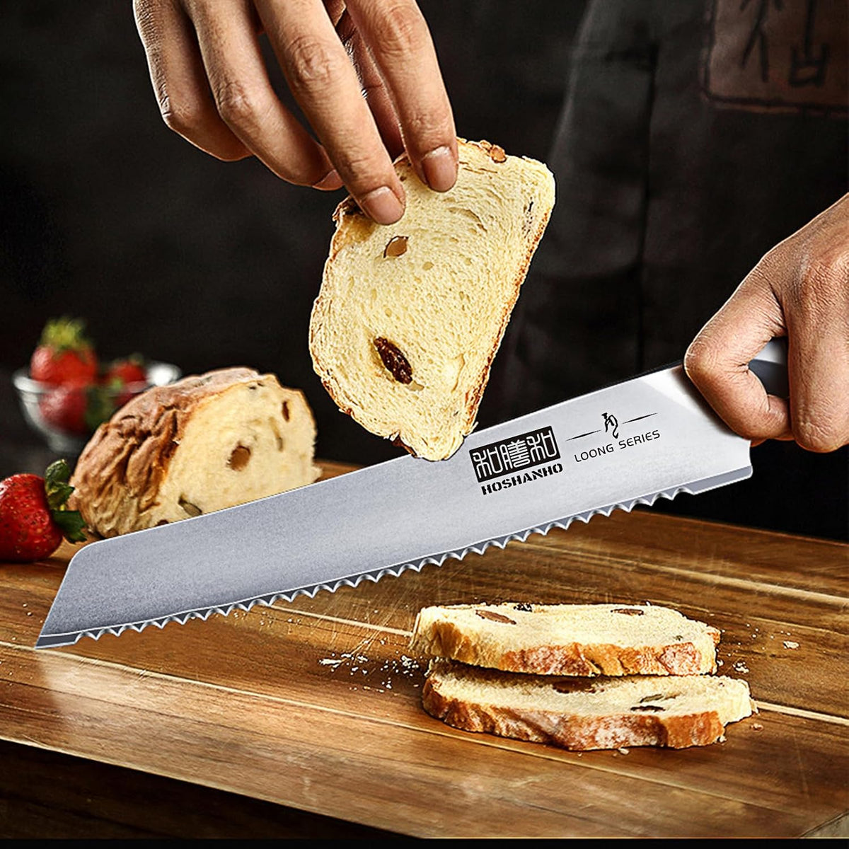 Bread Knife 8 inch, Japanese High Carbon Stainless Steel Serrated Bread Knife, Professional Bread Cutting Knife for Homemade Bread
